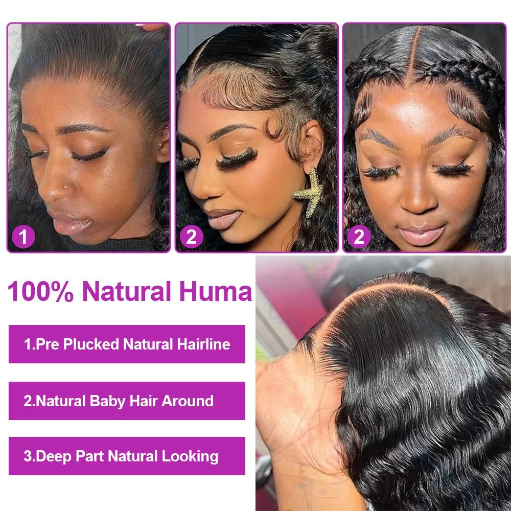 Women's Human Hair Half Wig - HD Wigs, 250% Density 40Inch Deep Wave, 13x4/13x6 360 Full Lace Frontal, Transparent Lace, Pre-Plucked Hairline & Side Parts Cap Design, Deep Wave Wig Women's Human Hair Half Wig - HD Wigs, 250% Density 40Inch Deep Wave, 13x4/13x6 360 Full Lace Frontal, Transparent Lace, Pre-Plucked Hairline & Side Parts Cap Design, Deep Wave Wig