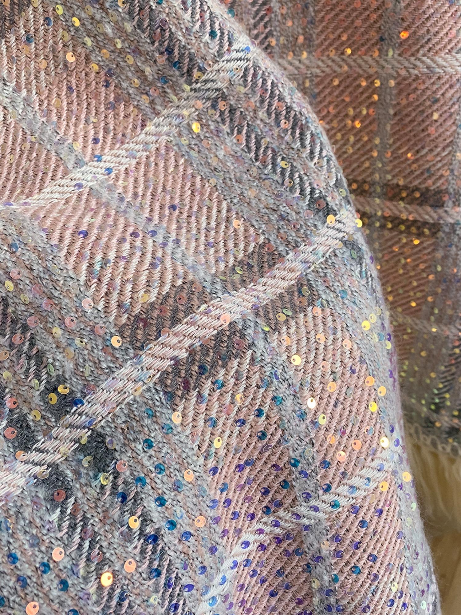 Women's Tartan Print Fur Trim Shawl Collar Cape Coat, Casual Fringe Trim Long Sleeve Open Front Outerwear for Fall & Winter, Women's Clothing for Daily Wear, Lady