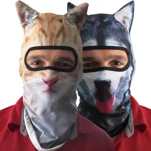 3D Printed Cat ski Mask Balaclava with Ears Breathable Perfect for Skiing & Biking Party with Solid Pattern and Music Festivals, Raves, Ski, Halloween, Party Outdoor Activities,Ski Mask for Hiking Riding Cycling Sports Outdoor