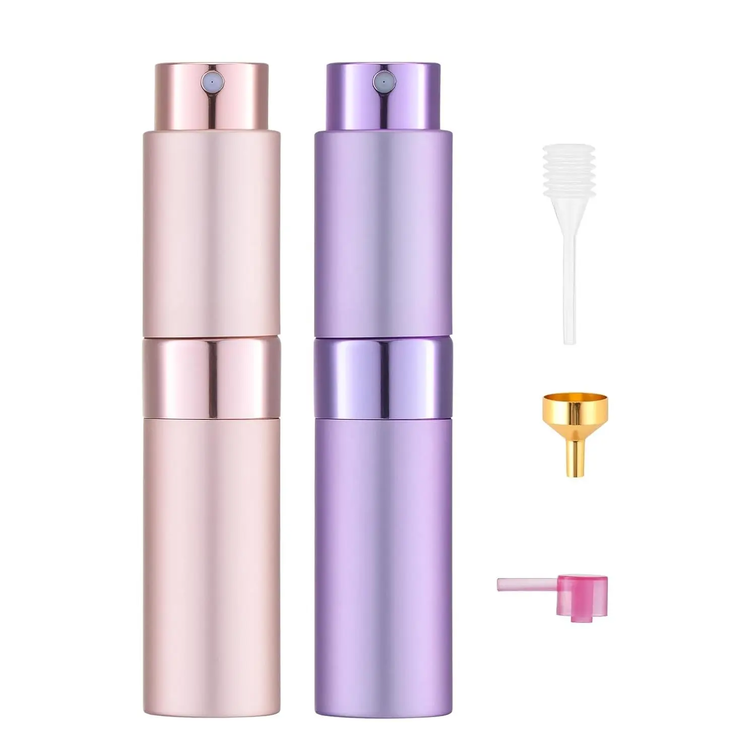 8ml Travel Perfume Atomizer Refillable, Mini Cologne Spray Bottle Empty, Small Aftershave Portable Sprayer for Liquid Dispenser (Pink&Purple)Gift