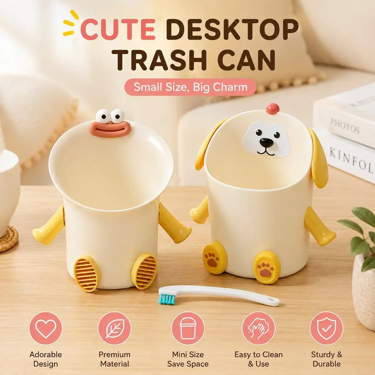 Fun Desktop Trash Can, Creative Big Eyes Trash Bin, Lightweight Cartoon Trash Can, Suitable for Bedroom, Bathroom, Office, Study Room