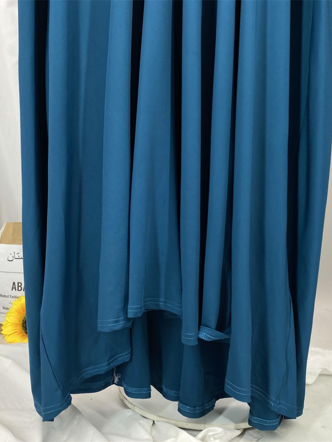 Women's Solid Color Long Sleeve Abaya, Modest Round Neck Long Dress for Women, Muslim Clothing for Daily Wear, Modesty Abaya, Islamic Abaya, Dubai Abaya, Abayas for Eid