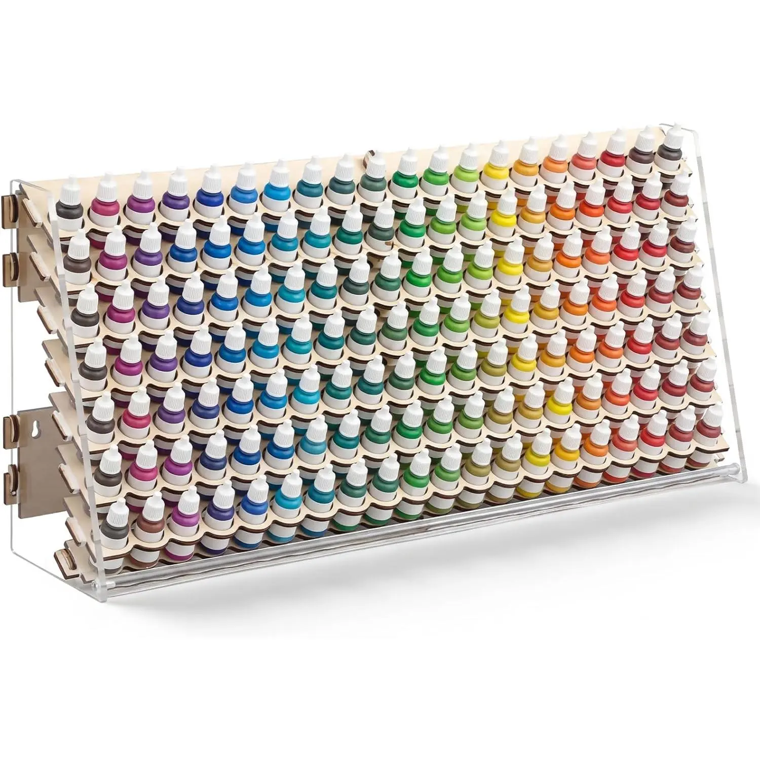 Wooden Paint Organizer Storage Rack, 140 Holes Miniature Model Paint Holder for 18ml Dropper Bottles, Wall Mount & Portable Design, Acrylic Painter Storage for Hobby Artists
