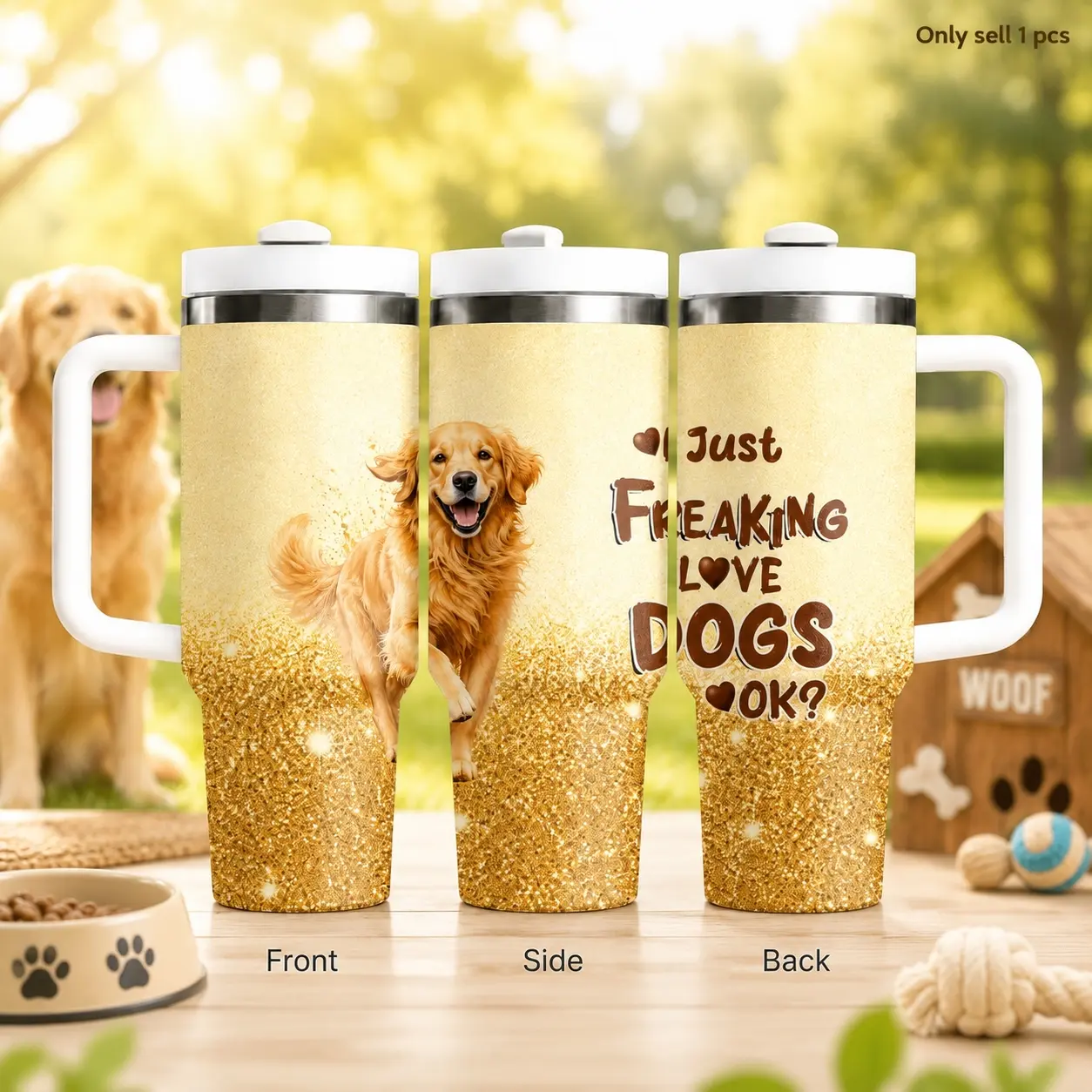 Wild About You 40oz Insulated Tumbler, Fun Crazy Love Travel Cup with Handle, Straw and Leakproof Lid, Large Stainless Steel Hydration Mug for Couples, Work, Car Rides and Anniversary Gifts