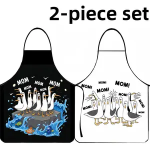 Funny Mom Voice Print Apron Set,2-Piece Set Cool Polyester Kitchen Apron for Cooking,Christmas Gift, Jesus,Summer Apron for Women,Nails Design Tool,Garden Tool, Kitchen Essential,Cleaning Tool