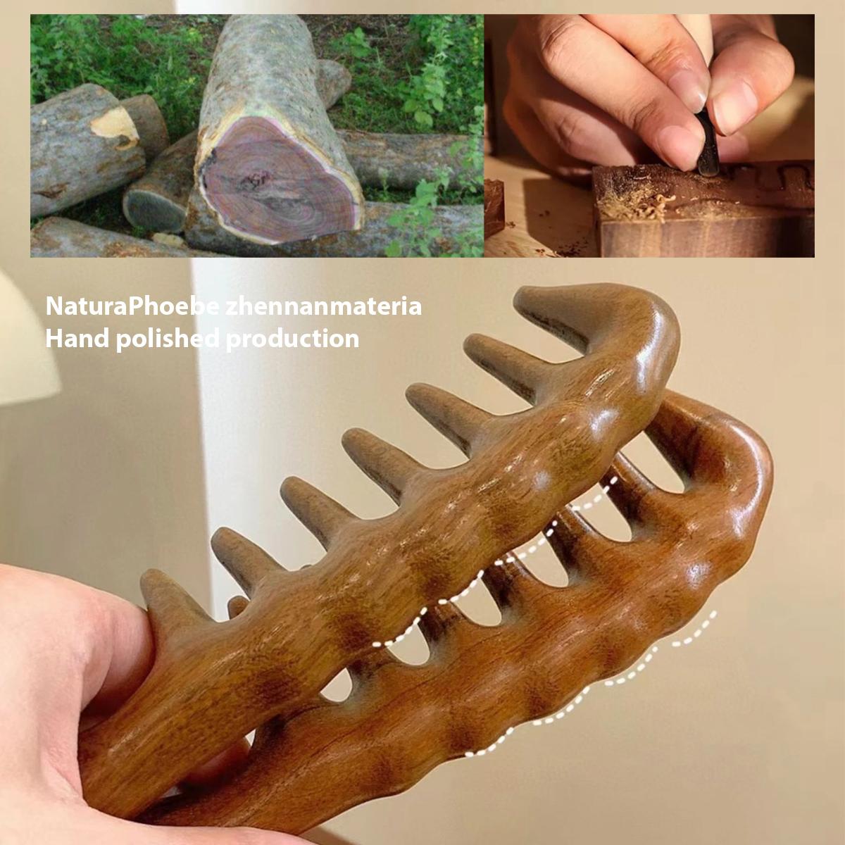 Wooden Wide Tooth Hair Comb, 1 Count Scalp Massage Comb, Curly Hair Detangling & Styling Tool, Hairdressing Comb for Women and Men, Hair Care Comb