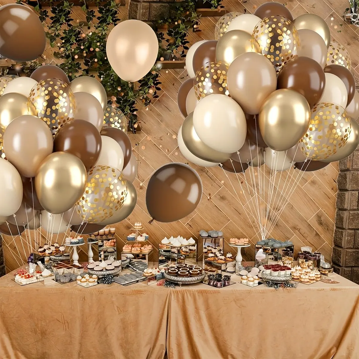 40pcs Multicolor Confetti Balloons, Vintage Sand, Matte Skin Tone, Metal Gold Latex Balloons for Parties and Decorations, Balloon Arch Set Balloons