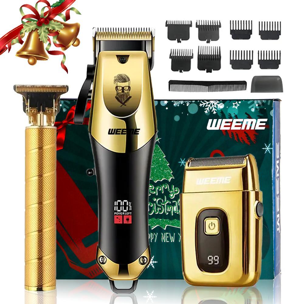 Electric Multifunctional Hair Trimmer Kit, Professional Cordless Hair Clippers and T-Blade Trimmer Combo for Men with LED Display, Barber Equipment Set