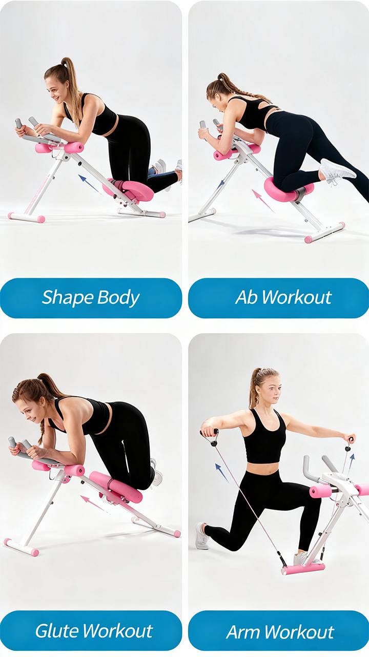 Adjustable Foldable Ab Machine with Knee Support Core Trainer for Home Abdominal Workouts 463lbs Weight Capacity hiit workout dipped  gloves board winter hand warmer adjustable buckle body Multi-Purpose Utility Bench massager flexibility exercise repair d