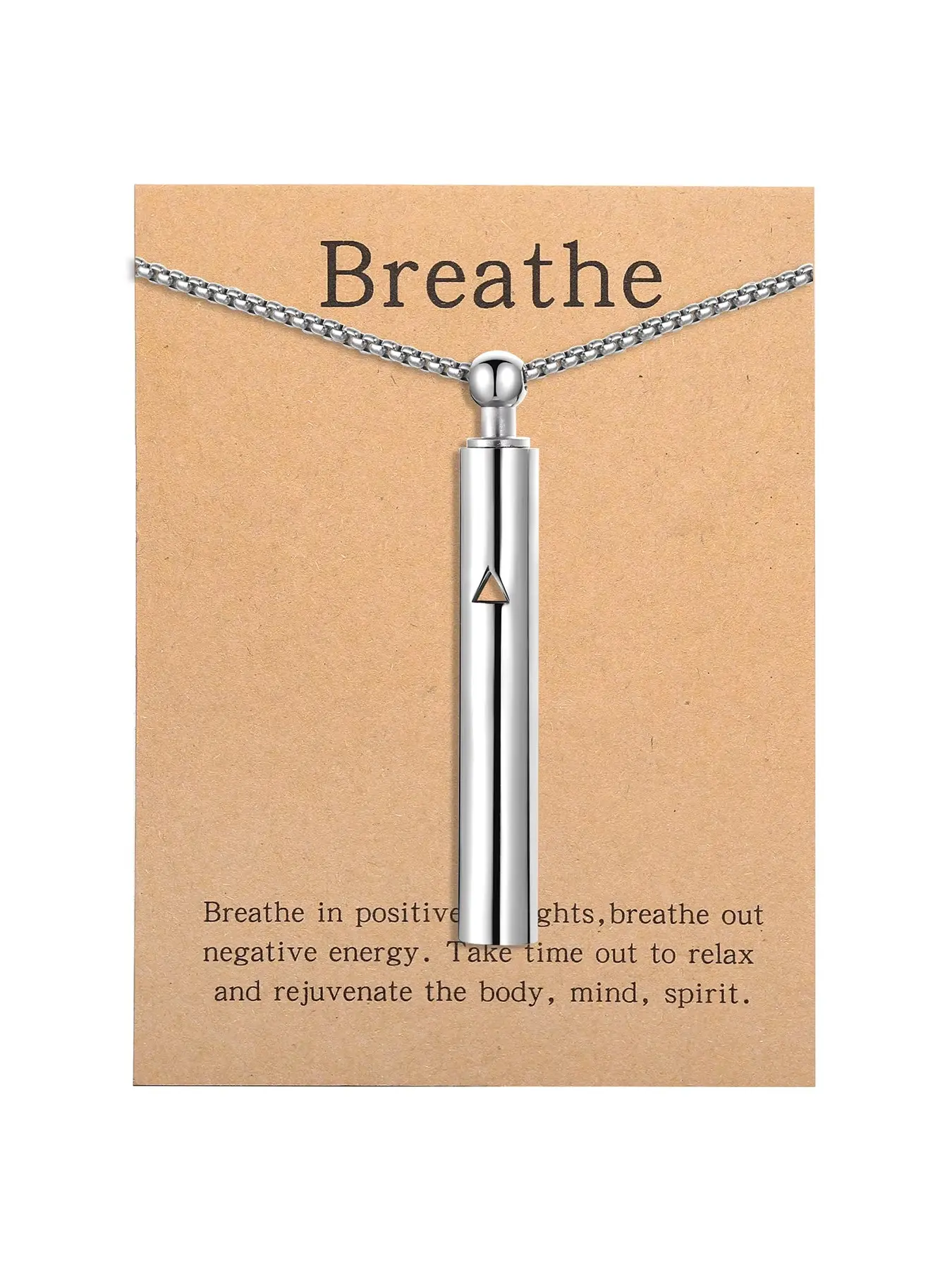 Anxiety Necklace — Mindfulness Breathing Necklace & Stress-Relief Pendant. An effortless breathing aid crafted from stainless steel, this unisex necklace helps you find natural calm and alleviate stress.