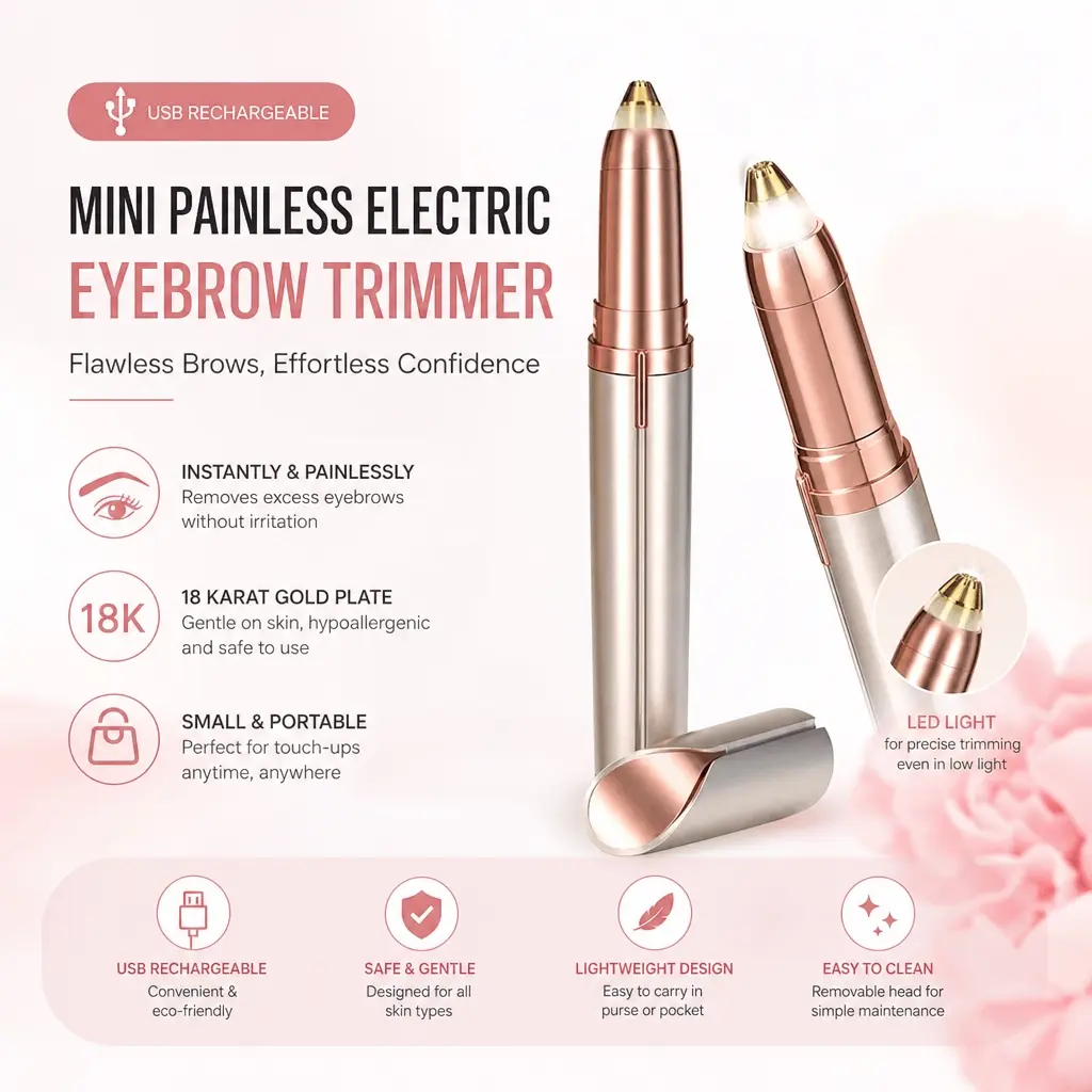 Mini Cordless Trimmer for Women, Battery Powered, Full Body Grooming: Eyebrows, Lips, Nose, Bikini, Legs, Arms, Underarms. Gentle, Safe for Sensitive Skin, Portable, Low Noise.