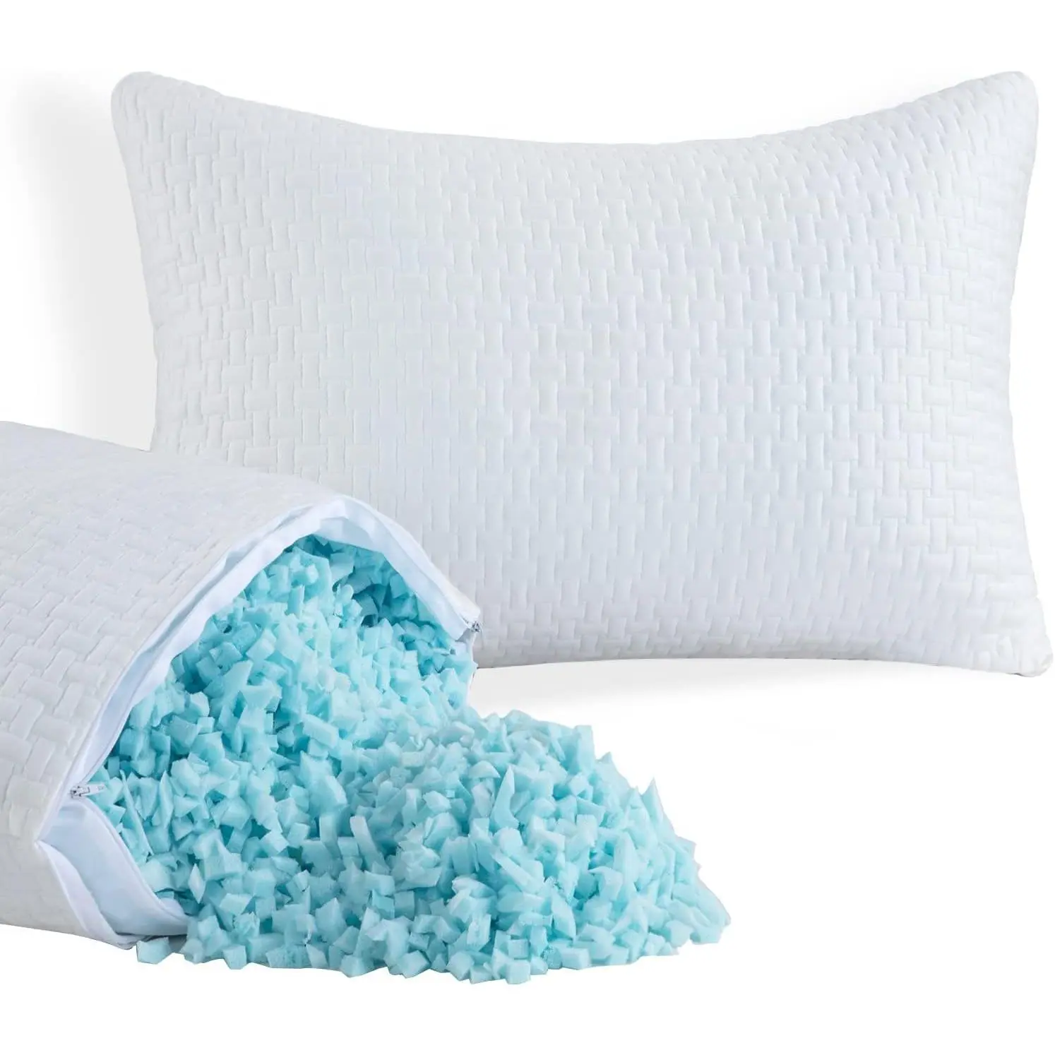 2 Pcs Extra Firm Bed Pillows for Sleeping, Shredded Memory Foam Pillows King Size, for Side, Back, Stomach Sleepers, 40% Viscose Derived from Bamboo Cooling Cover