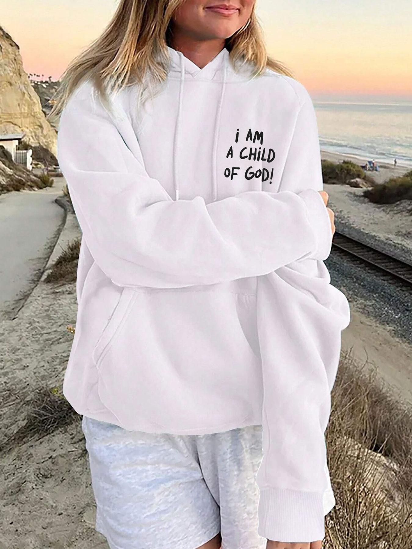 Women's Letter & Sun Print Graphic Hoodies Drop Shoulder Thermal Lined Hoodie, Fashion Casual Drawstring Pocket Hooded Sweatshirt for Daily Holiday Outdoor Wear, Ladies Clothes for Fall & Winter