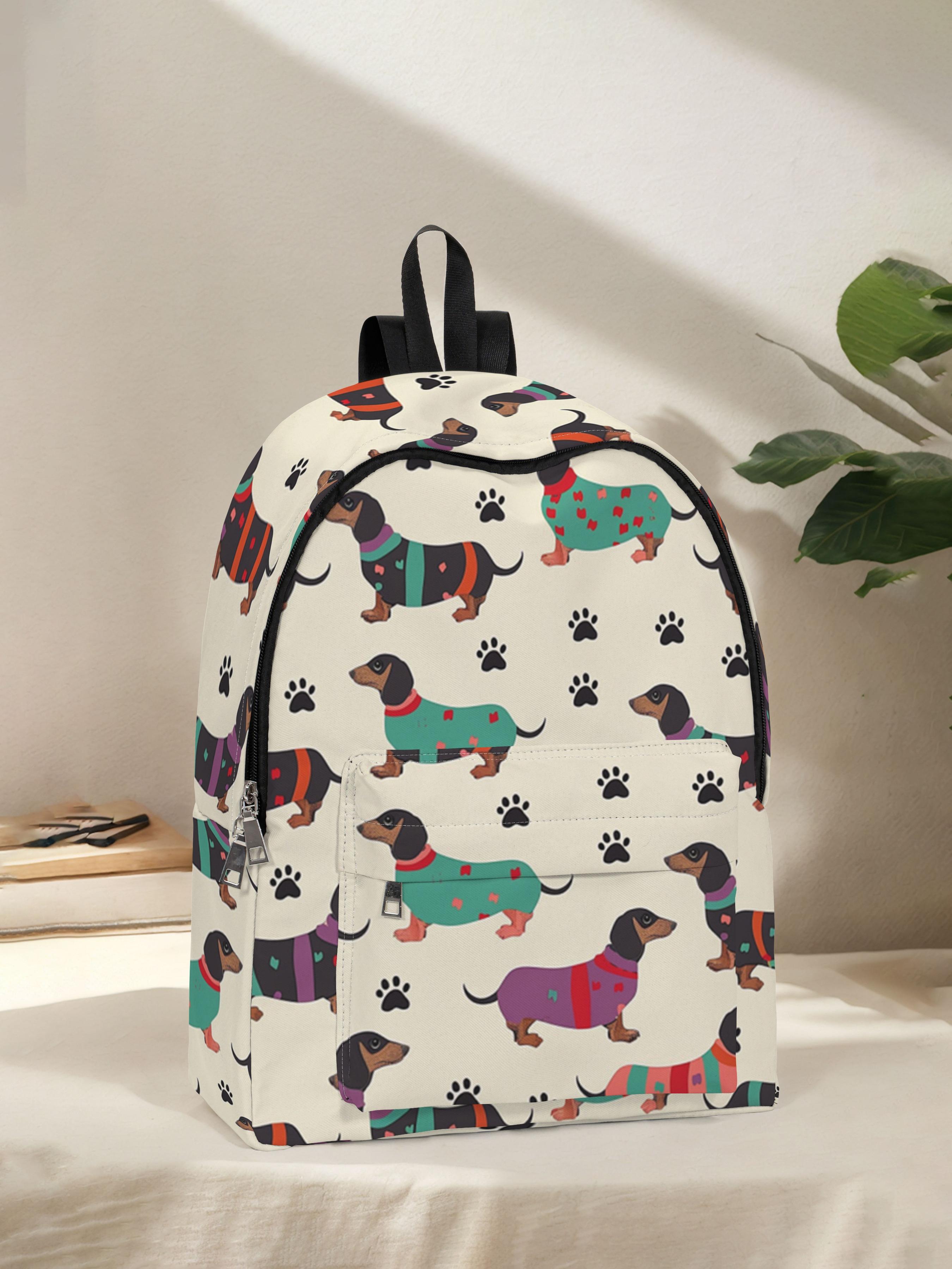 Dog Pattern Casual Printed Backpack, Fun Design for Daily Use with Spacious Storage, Ideal for School, Business Trips, and Travel