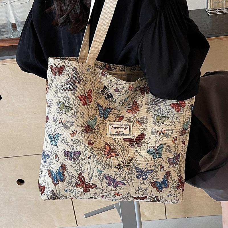New canvas bag for high school students, commuter tote bag for women, trendy ins-style shoulder bag for going out, mommy bag