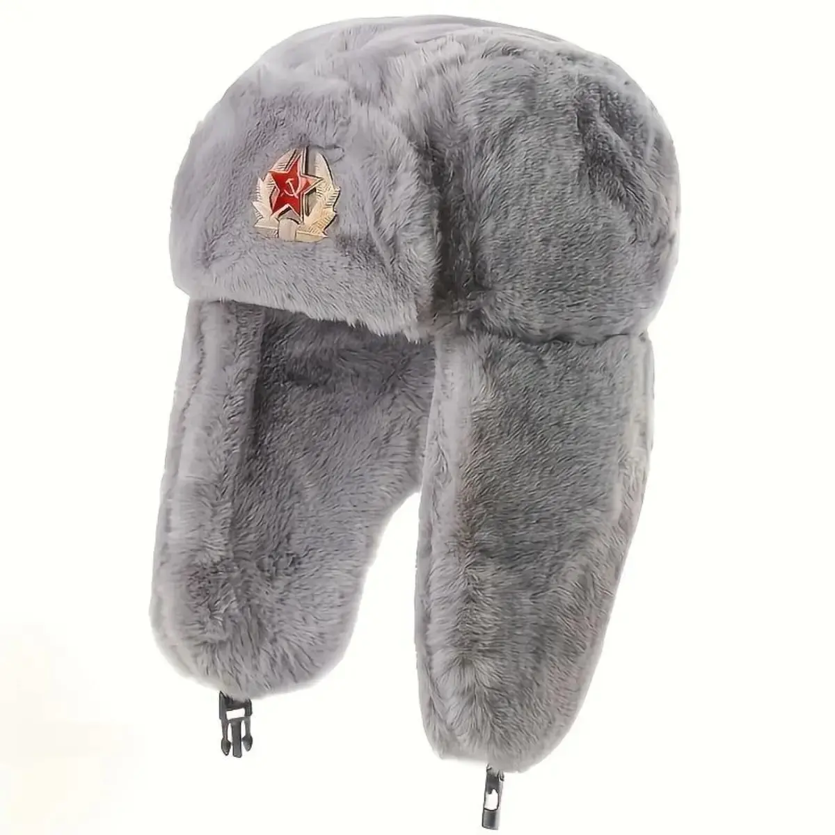 Plush Faux Wool Ushanka Hat, Men's Insulated Russian-Style Trapper with Windproof Fold-Down Ear Flaps, Cold Weather Guys' Gift, Men's Accessories, Guys Gifts