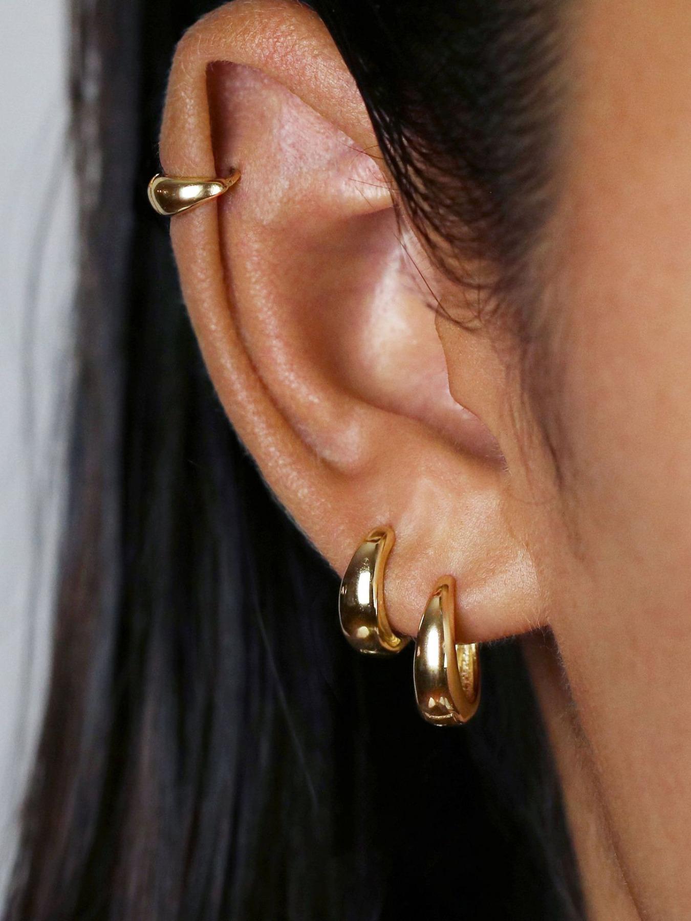 3 Pairs C-shaped Hoop Earrings, Fashionable Elegant Simple Copper Ear Jewelry for Women Men Daily Wear, Casual All-match Simple Chic Accessories