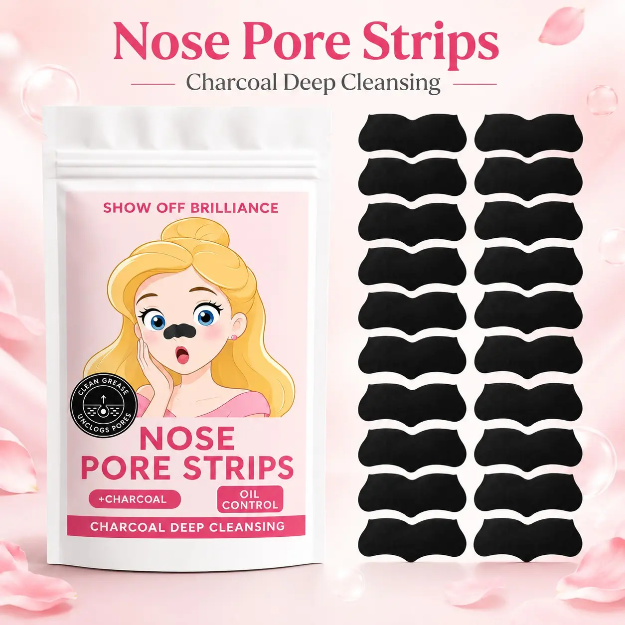 20pcs Charcoal Nose Strips, Flexible Easy-Apply Patches for Daily Skincare, Ideal for Travel, Gifts, and Beauty Routines