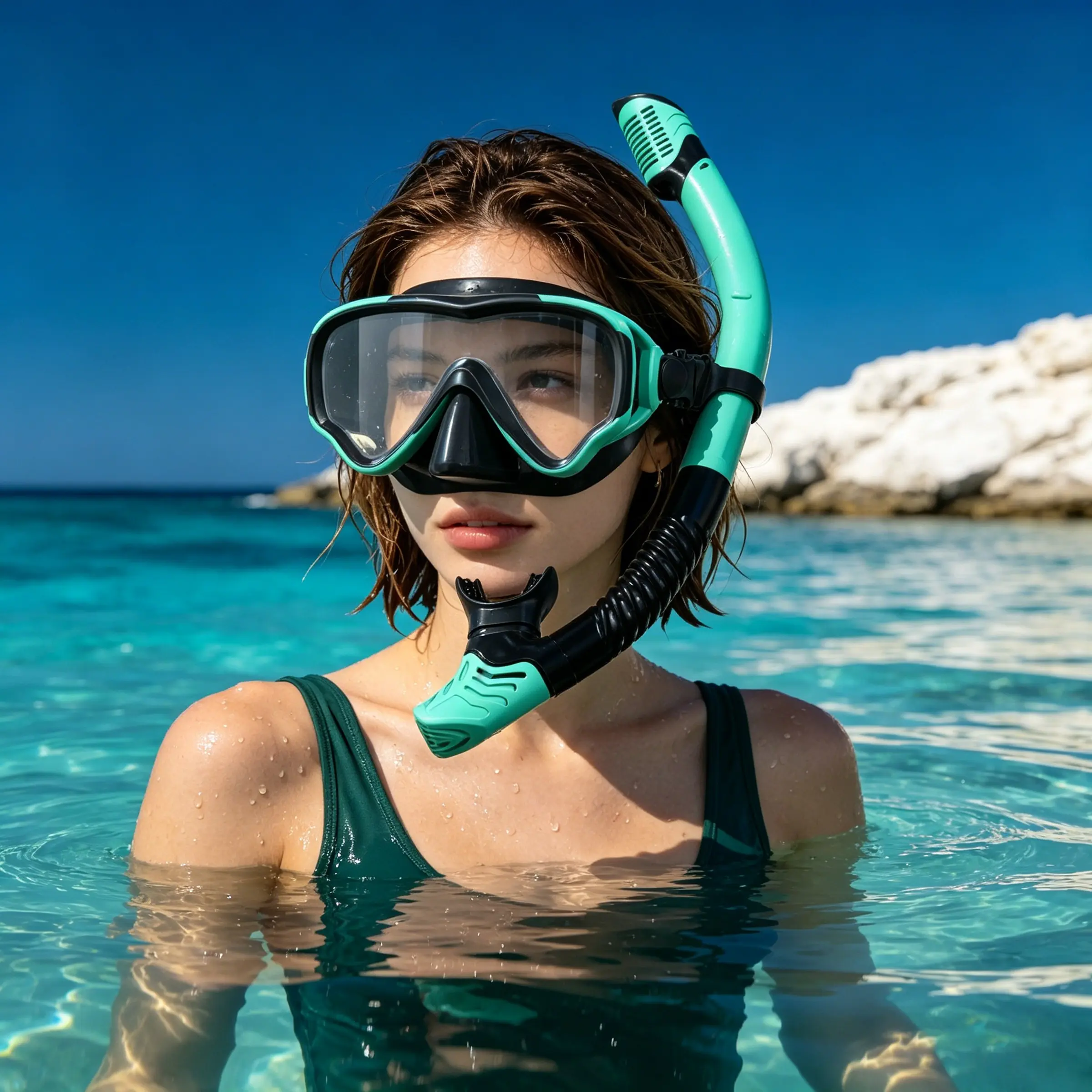Adult & Teen Snorkeling Sport Gear, Top Dry Valve Mask, Full View, Leak-Proof, Anti-Fog, Ideal for Snorkeling, Scuba Diving, Freediving, Swimming