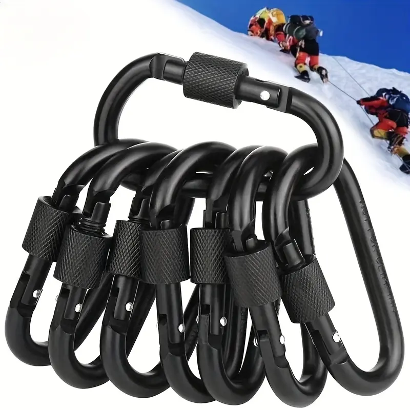 3/6 Aluminum Alloy Locking D Carabiner Clips, Screw Gate Outdoor Hanging Buckles, Durable Portable Safety Hooks for Daily Outdoor Sports Pet Rope Key Storage