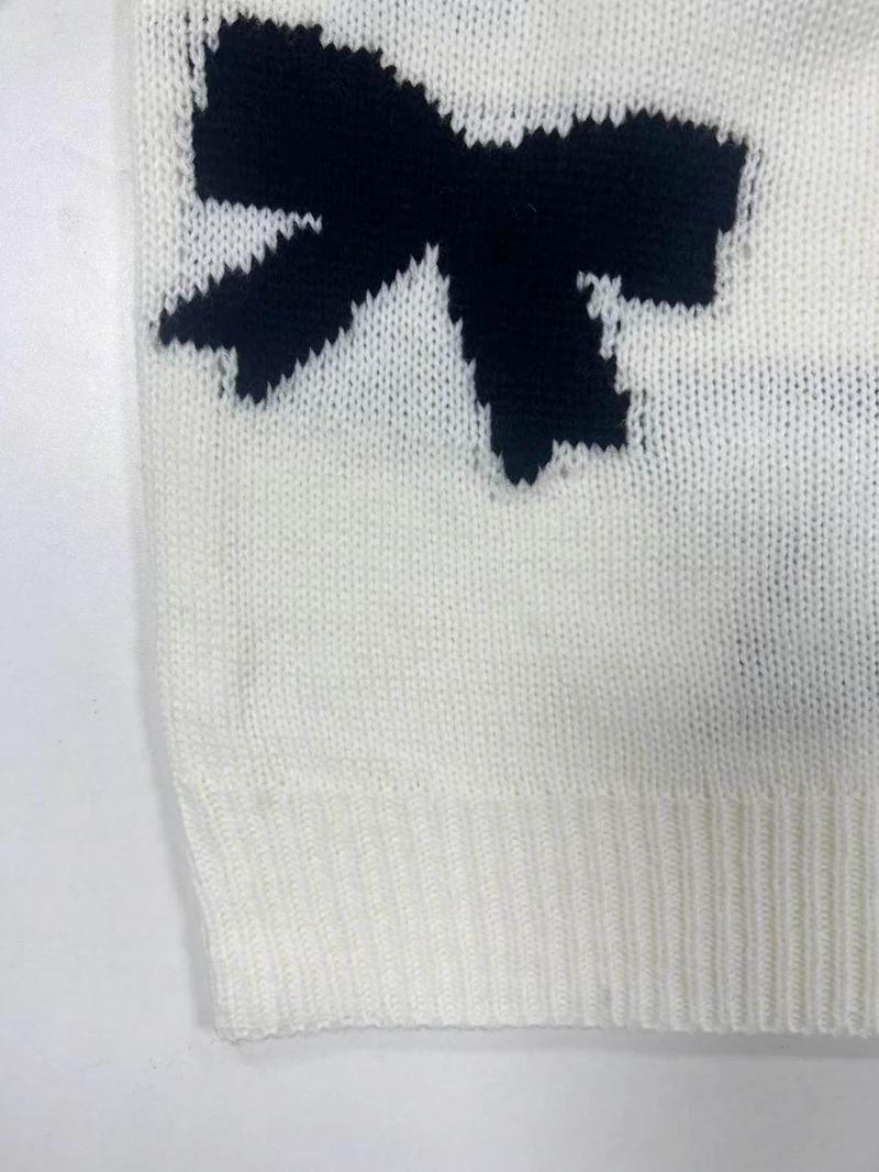 Fashion Bow Print Casual Loose Knitted Sweater Pullover Autumn/Winter Women Pullovers New O-Neck Full Sleeve Knit Sweater Fashion Bow Print Casual Loose Knitted Sweater Pullover Autumn/Winter Women Pullovers New O-Neck Full Sleeve Knit Sweater