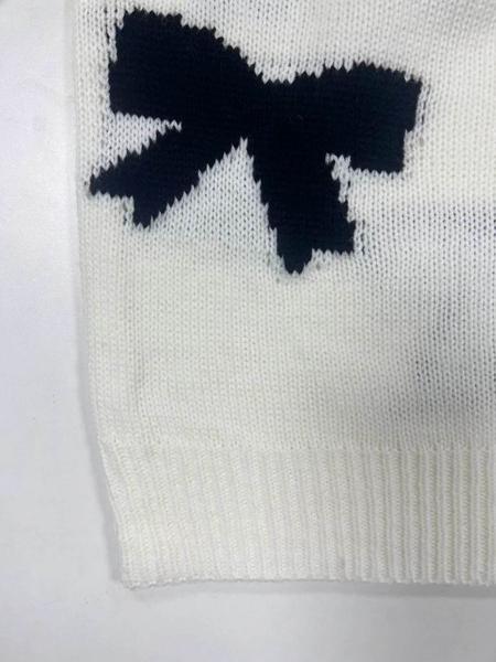 Fashion Bow Print Casual Loose Knitted Sweater Pullover Autumn/Winter Women Pullovers New Full Sleeve Knitwear