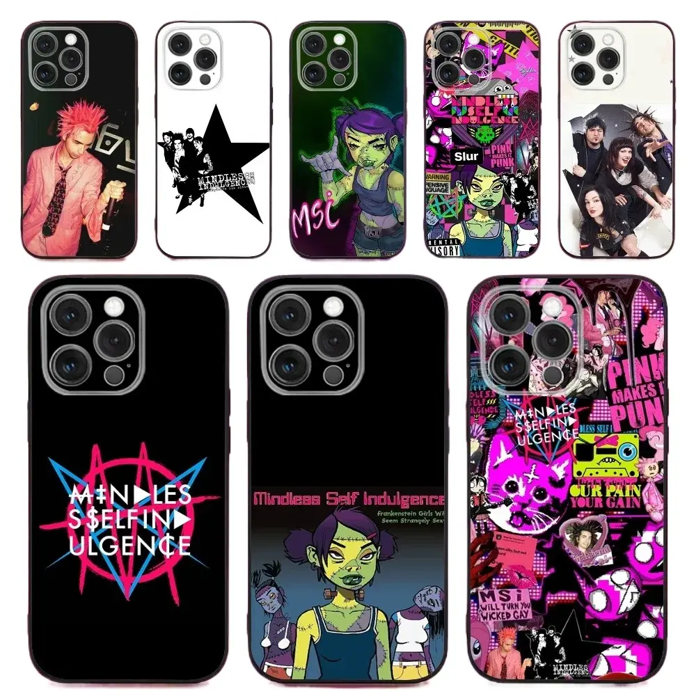 Soft Silicone Eco-Friendly Handheld Cellphone Casing - Protection Cover for iPhone 17 Air, 16 Pro Max, 15, 14 Plus, 13, 12, 11 - Mindless Self Indulgence Black Devices Accessories