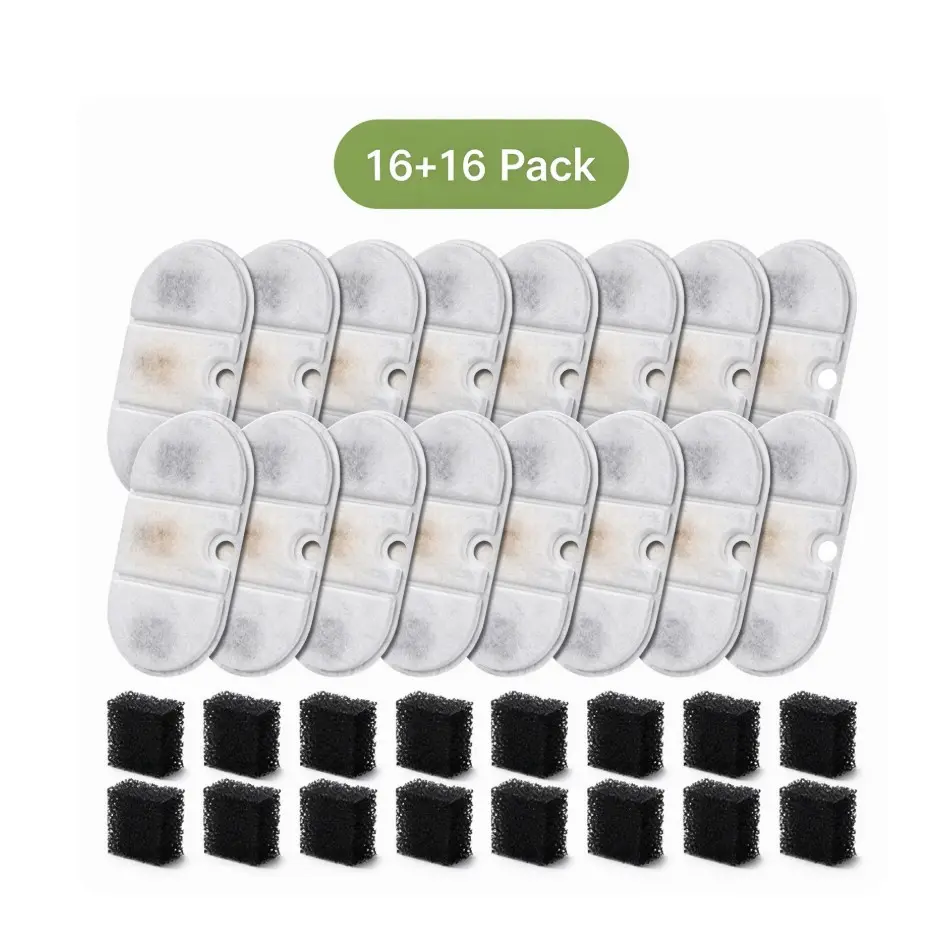 11L Pet Water Filter Replacement, 8-Pack Activated Carbon Filters, Includes Sponge Pads, for Vewo Large Dog Water Dispenser, Five-Layer Purification
