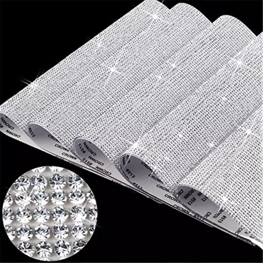 Self‑Adhesive Crystal Rhinestone Sticker, Bling Sparkling Diamond Decal Trim, Flexible Backed DIY Embellishment Accessory For Indoor Leisure Car Interior Decoration Handmade Craft Projects ****