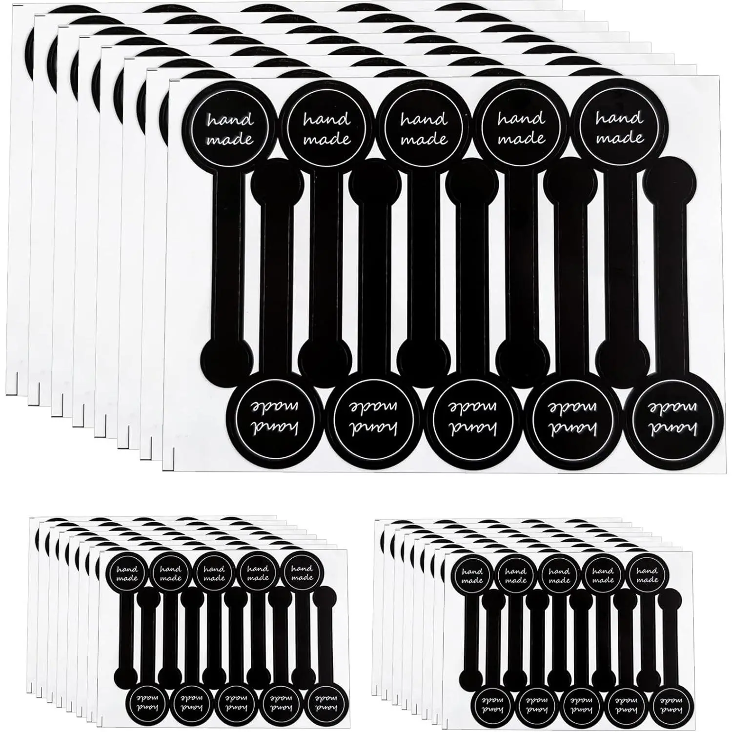 300 Pcs Handmade Food Baking Label Stickers - Black Striped Long Label Packaging Lollipop Sealing Labels Tamper-Proof Stickers for Artisan Bakery Craft Art and Other Decorative Labels