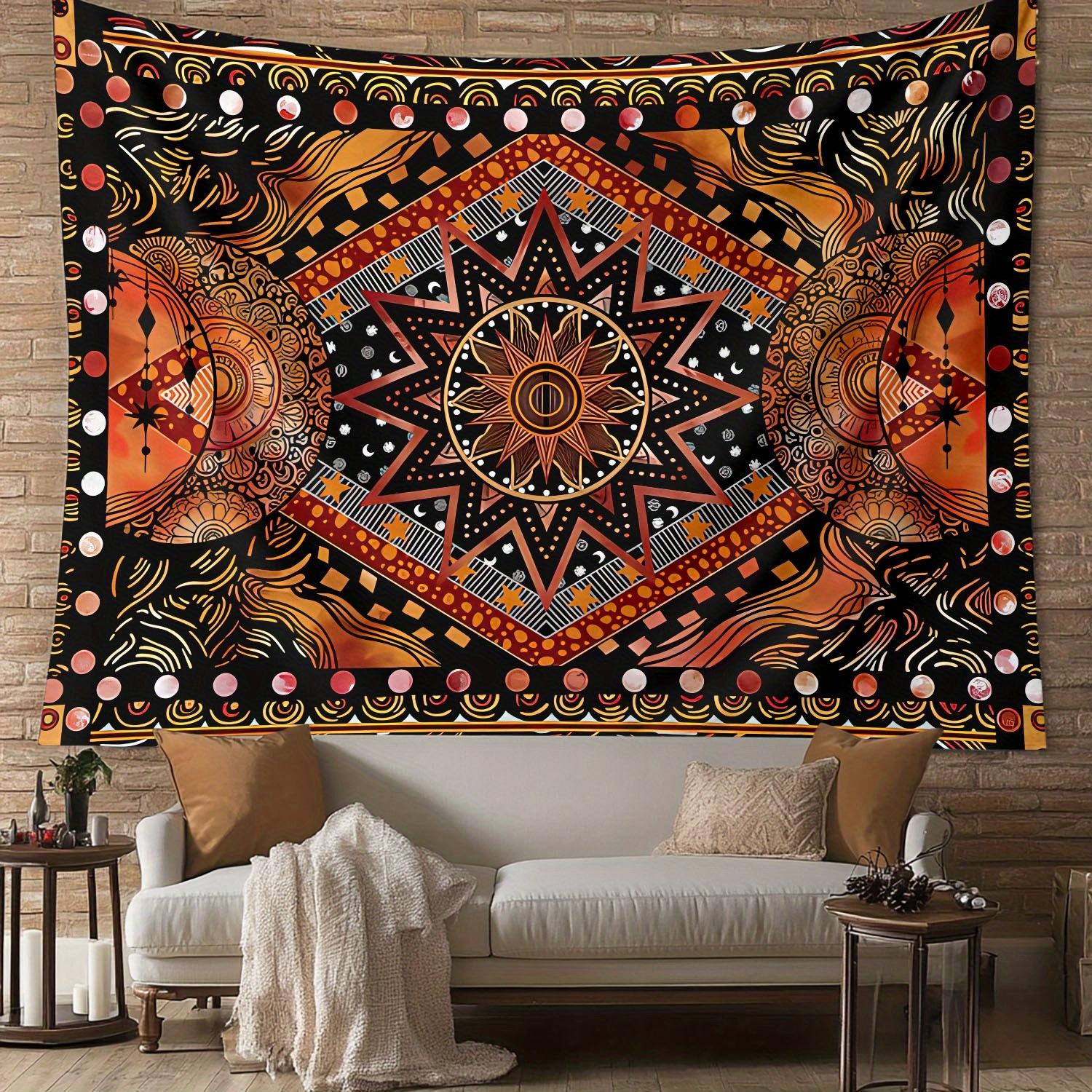 One large polyester Bohemian mandala tapestry wall piece, featuring a vibrant ethnic design, is suitable for decorating living rooms and bedrooms. funny tapestry durable man