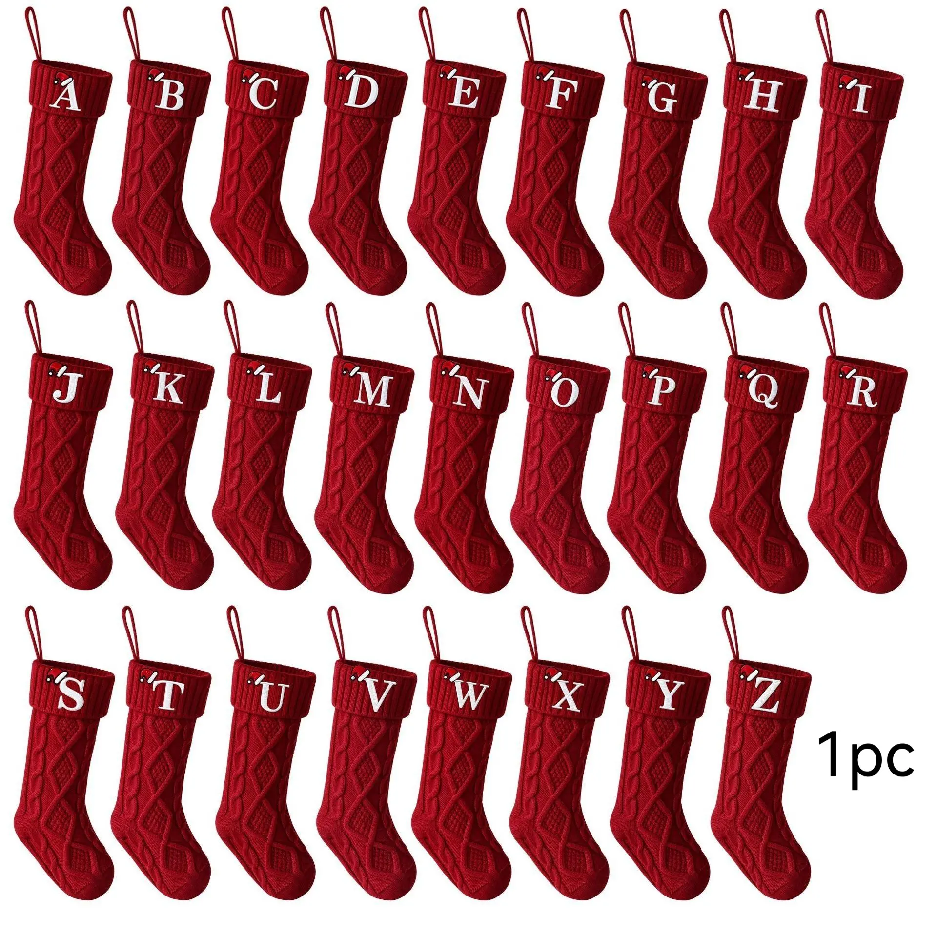 18inch Knitted Letter Pattern Christmas Stocking, Personalized Initial Christmas Sock, Perfect Gift Bag, Tree Ornament, Holiday Decor