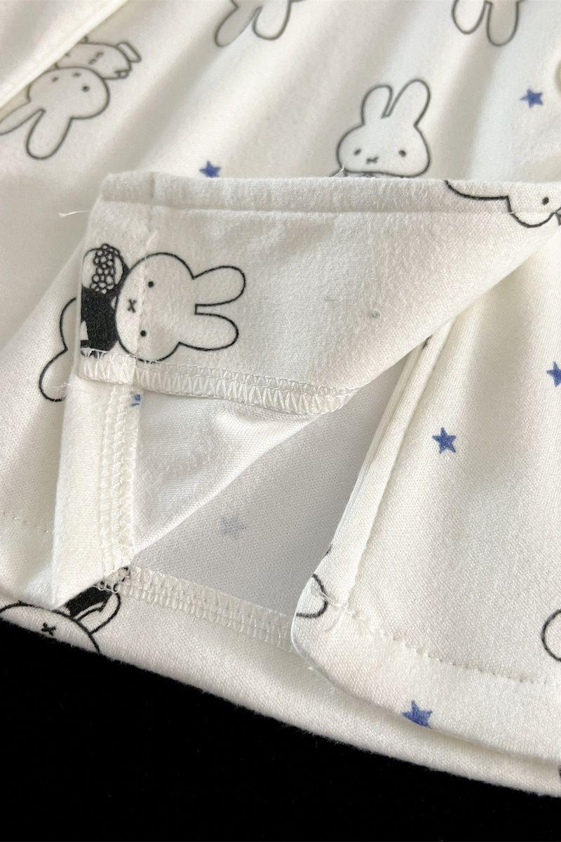 Kawaii Miffy Bunny Thermal Brushed Flannel Sleepwear Set Cozy Open-Front for Women Cute Cartoon Autumn Winter Pajamas K-trend