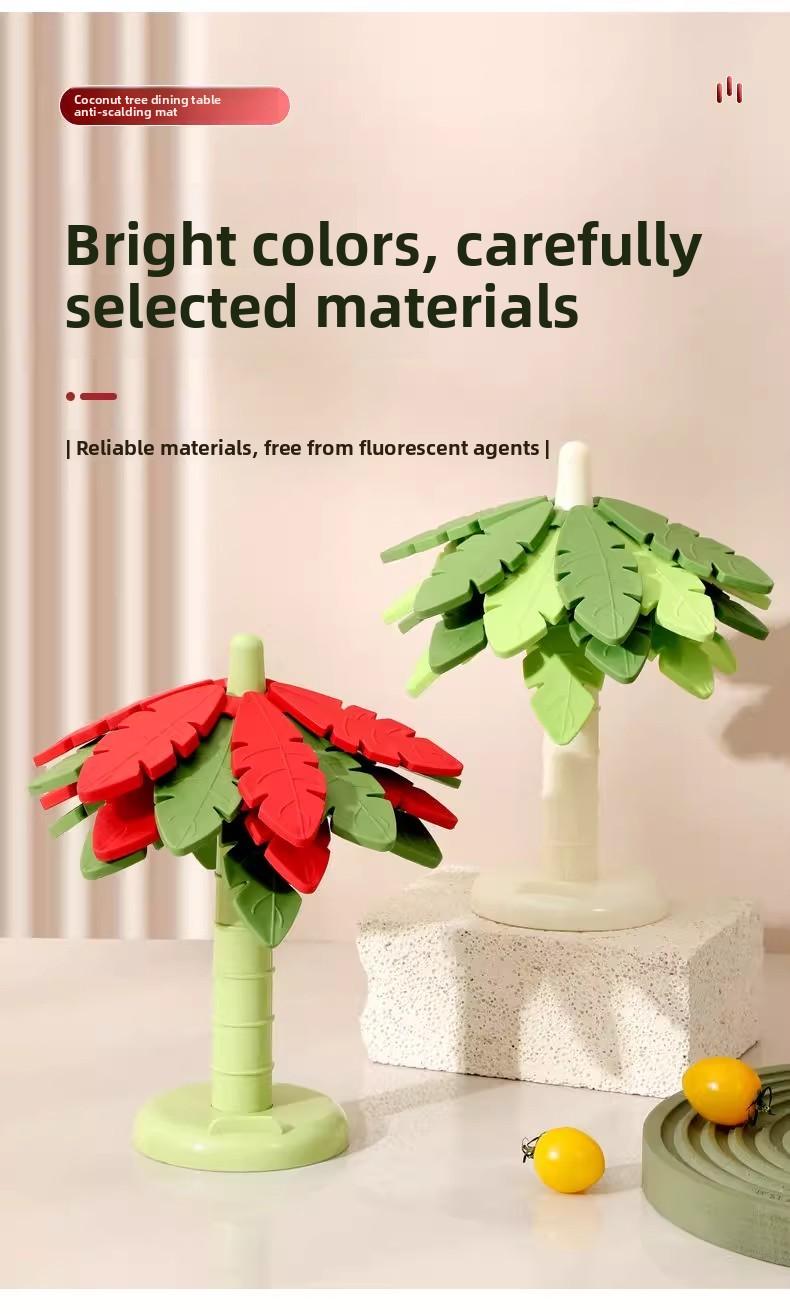 Creative Leaf Coasters Set - Thickened Heat Resistant Pads for Kitchen Foldable Anti-Scald Mat for Bowls Pots Mugs High Aesthetic Design Food Grade 299°C