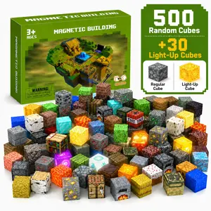 Large Glow Magnetic Building Blocks Set, Random Pixel World Blocks, LED Controlled Light, Creative DIY Construction Toy, Stem Gift for Kids