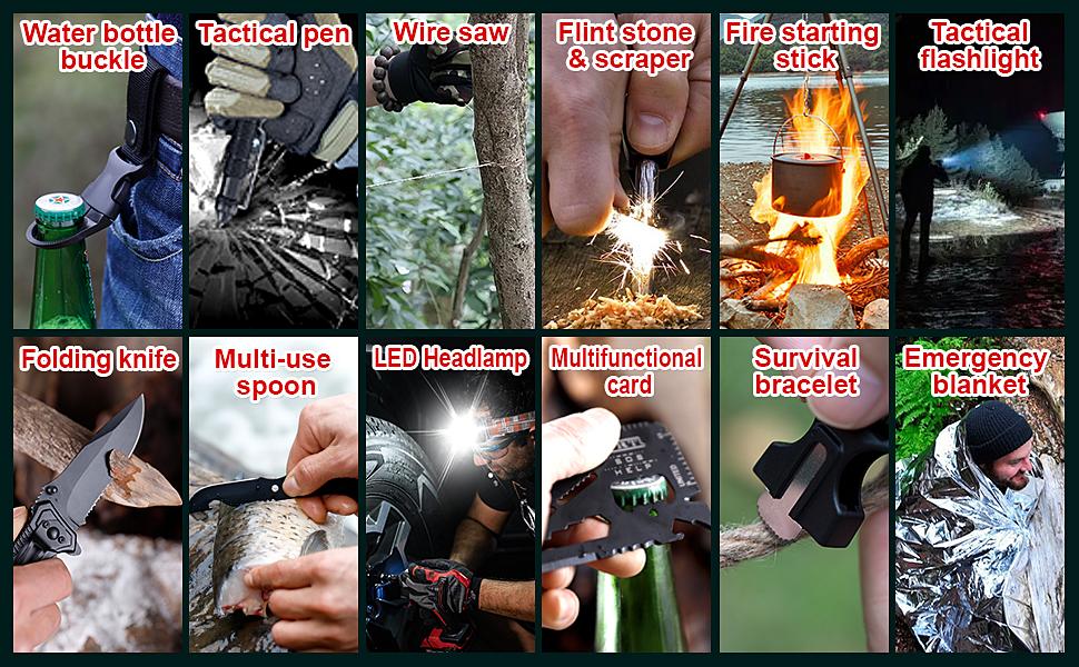 Survival Kits, Survival Gear and Equipment 116-in-1, Emergency Kit with First Aid Kit, Tactical Pen, Fishing Kit, Headlamp for Camping, Hiking, Hunting, Gift for Mens