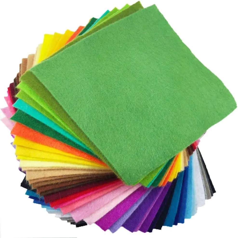 42pcs 1.4mm Thick Soft Felt Fabric Sheet Assorted Color Felt Pack DIY Craft Sewing Squares Nonwoven Patchwork (10cm * 10cm)