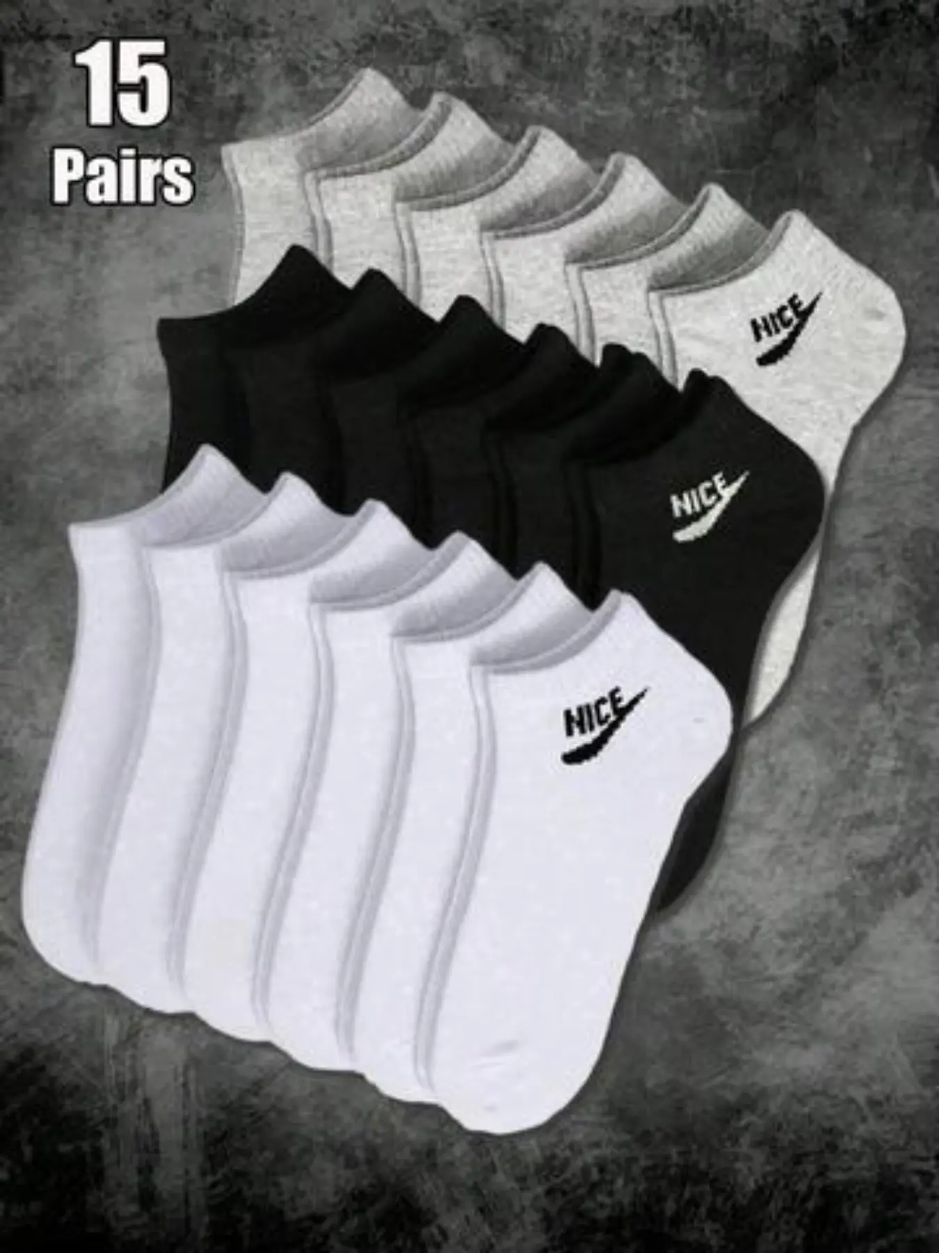 15 Pairs Unisex Breathable Crew Socks, Solid Color Alphabet Design, Ideal for All Seasons, Daily and Outdoor Wear