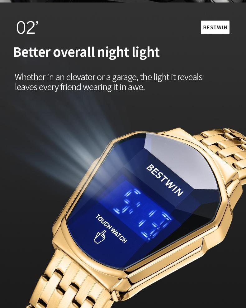 Touchscreen Racing Sport watch Luxury Mens Racing Sport​Iridescent diamond-shaped mirror surfacet WatchMultifunction Chronograph  Stainless Stee!Casual Business Stvle Perfect Giftfor Him fashionable wristwatch time display