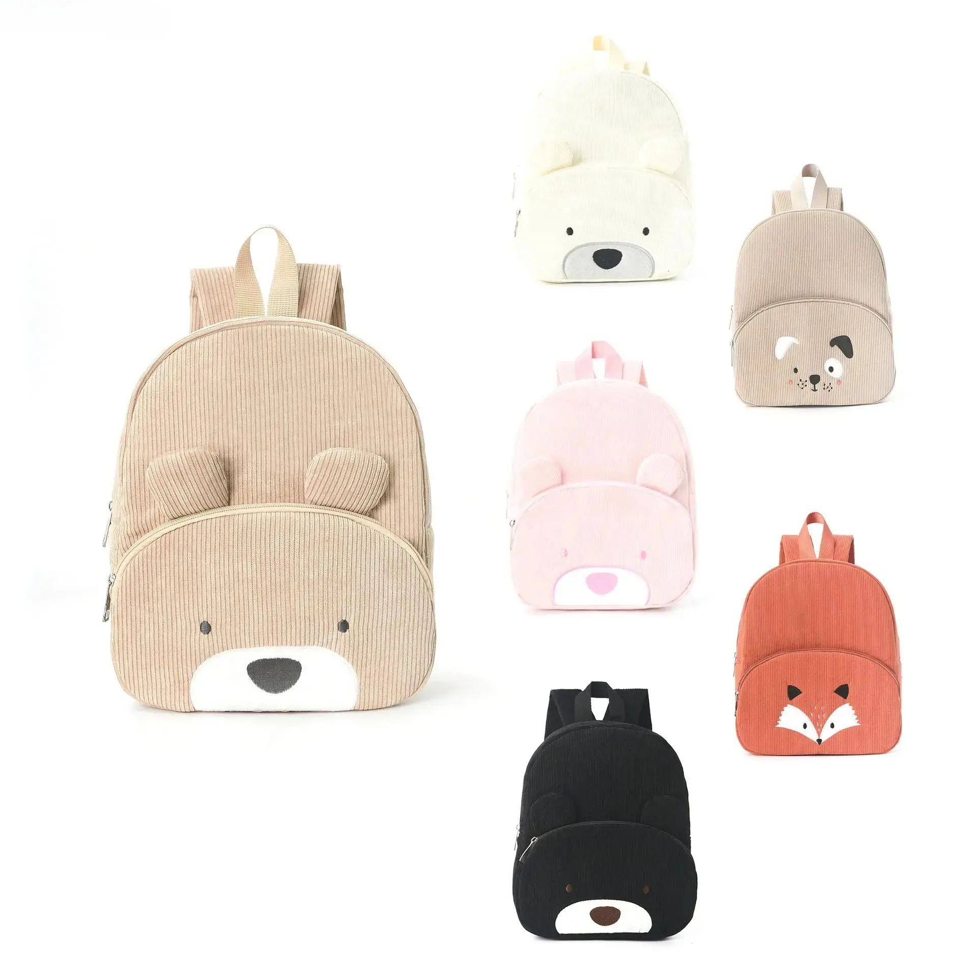 Cute Bear Backpack for Toddlers, Soft Corduroy Mini Backpack with Padded Straps, Spacious Preschool Bag for Boys & Girls, Lightweight Animal Design Backpack for School, Daycare, Travel, Outdoor Activities & Gifts sohochic