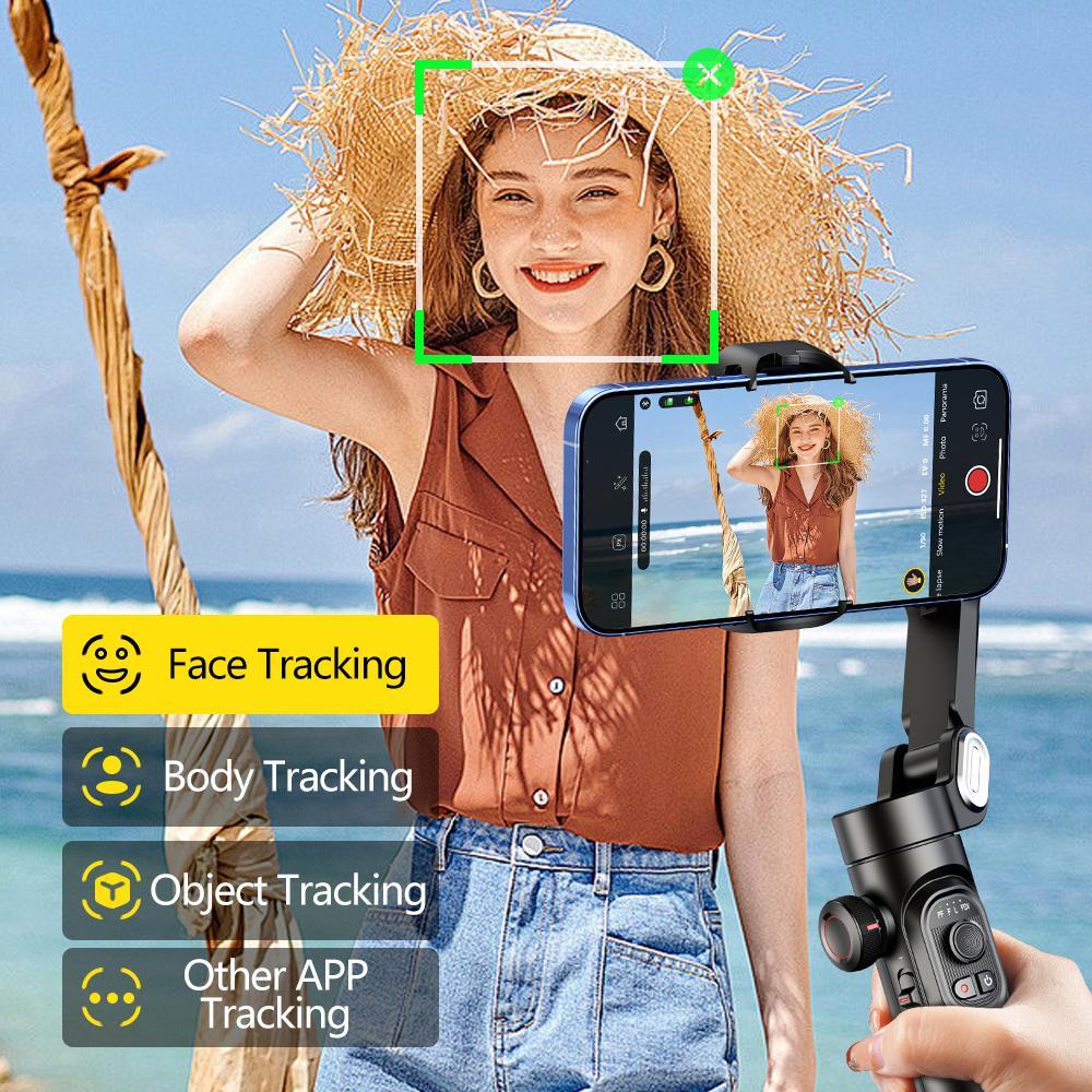 Handheld 3-Axis Anti-Shake Shooting Stand (1 Count), Rotating Automatic Face Tracking Stabilizer for Live Video, Phone Accessory for Content Creators, Smartphone Camera Accessories