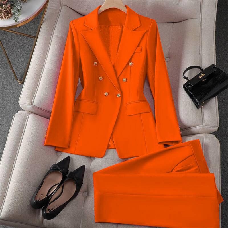 Vintage Blazer Slim Fit Fashion 2025 Women Korean Style Casual Design Sense Top and Trousers Set233