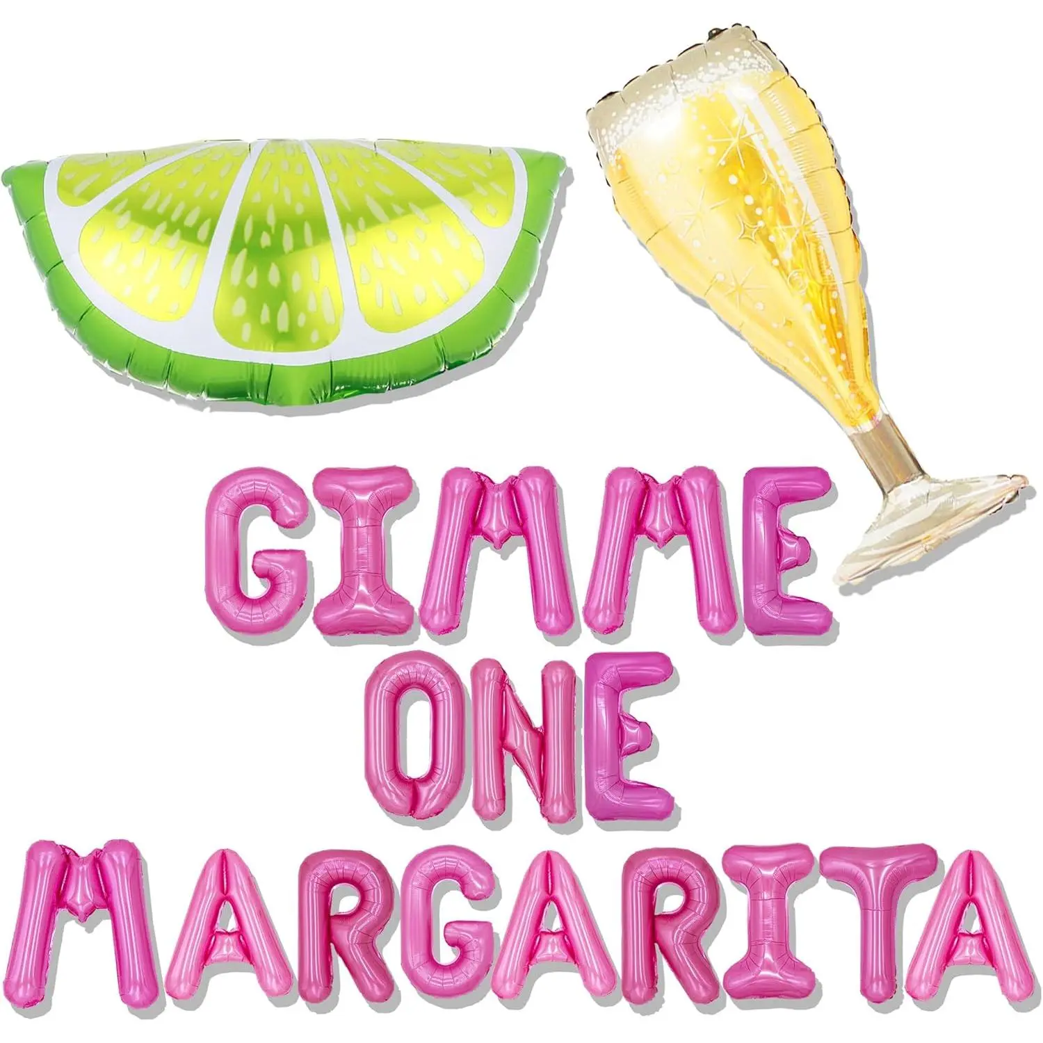 Hot Pink Lemon Slice Glass-Design Decorative Balloons - Margarita-Themed Margs and Matrimony Party Supplies, Balloon Decor for Guests, Birthday Accents