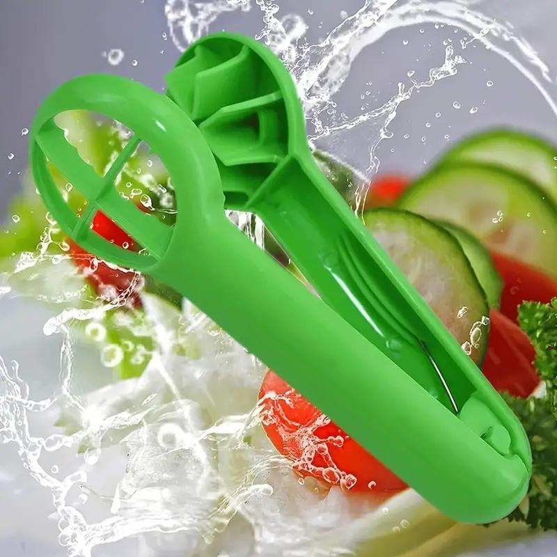 Handheld Strawberry Slicer, 1 Count Green Portable Grape Cutting Slicer, Grape Cutter, Manual Fruit Cutter for Home Kitchen Outdoor Camping Picnic, Kitchen Gadgets, Vegetable Fruit Cutter, Durable Vegetable Slicer