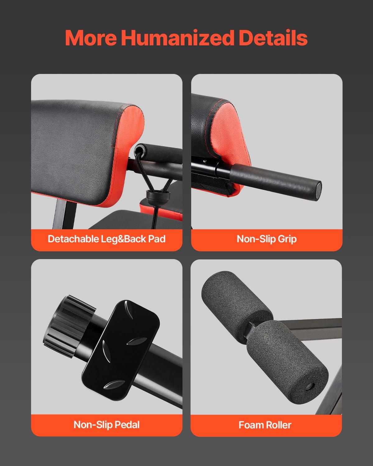 VEVOR Multi-Functional Weight Bench for Full Body Workout, Roman Chair Hyperextension Bench, 770 lbs Adjustable & Foldable Equipment for Back Arm Core Ab Workout, Sit Up Exercise Machine for Home Gym