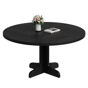 Round Dining Table , 47 Inch Kitchen Table with Wooden Base, Circle Dining Table for Dining Room, Living Room, Kitchen (Table Only)