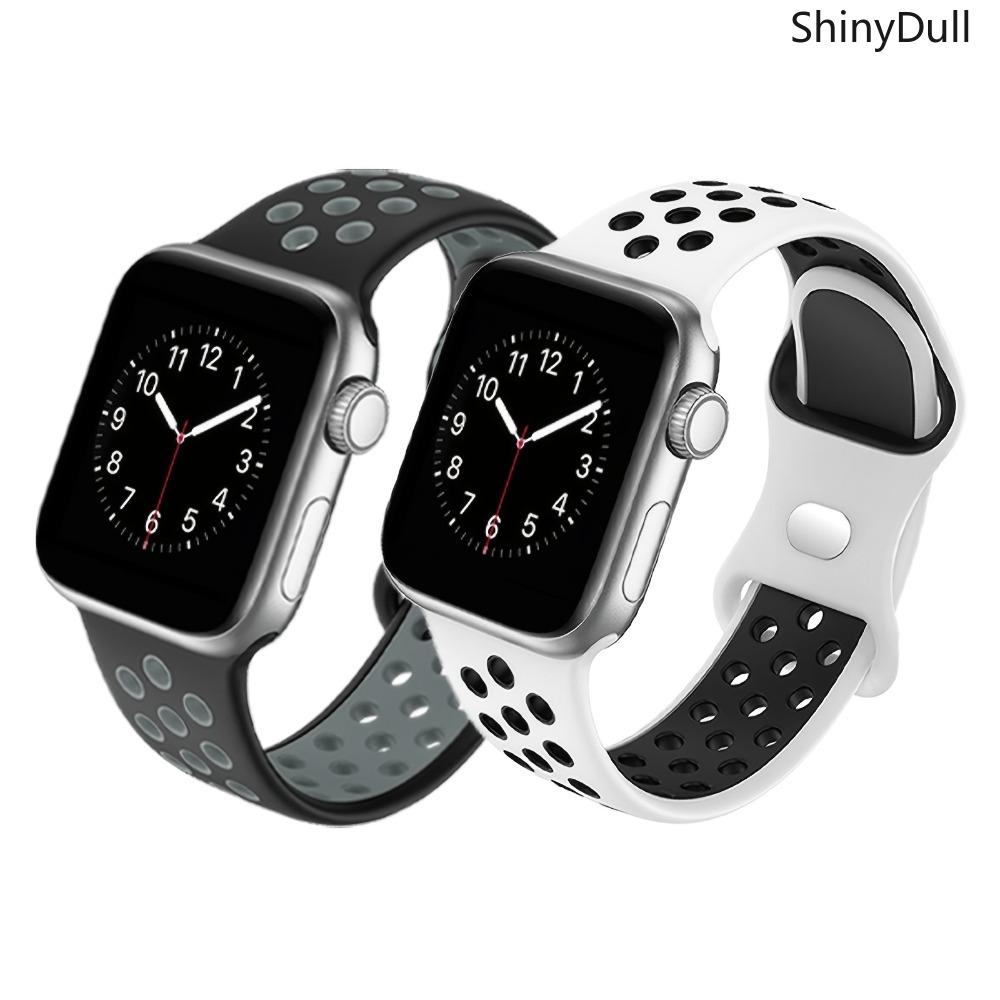 2-Pack Soft Silicone Sports Strap for Apple Watch – Durable, Breathable, Fits 38–49mm, Series 1–11, SE, Ultra / Ultra 2, Unisex
