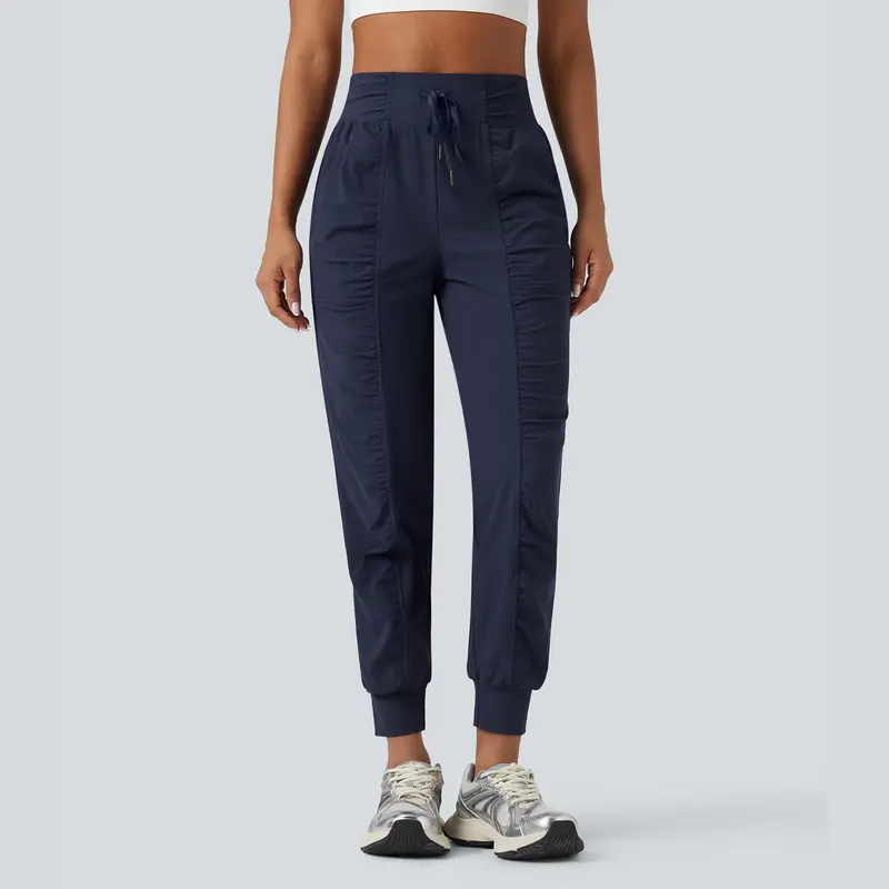 Halara High Waisted Drawstring Ruched Tapered Quick Dry Cool Touch Dance Joggers with Pockets-UPF40+