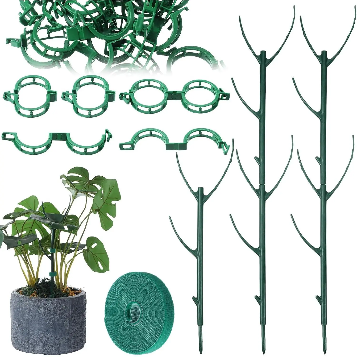 5 Pack  Stakes for Indoor  Monstera  Support Stakes Adjustable  Support Pole Support Pole with Clamps for Climbing Indoor and Outdoor, Garden Accessories