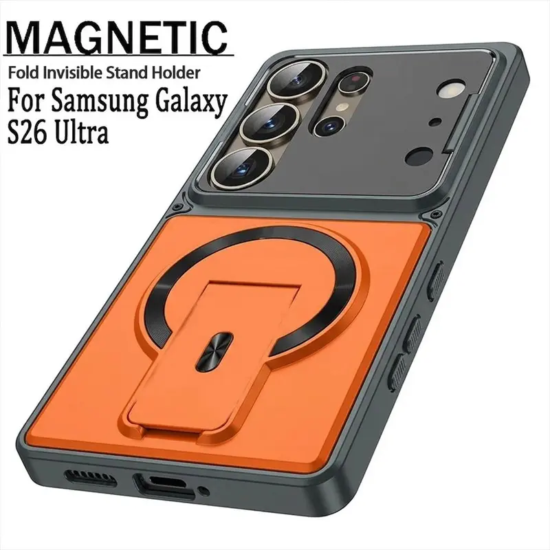 Full Lens Protection Fold Stand Magnetic Phone Case Protective Smartphone Cover For Samsung Galaxy S26 S25 S24 S23 Ultra A57 A56 A37 A36 For Magsafe Cover Durable Cellphone Shell